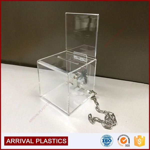 Custom OEM Lockable Plastic Plexiglass Charity Collection Donation Box Acrylic Charity Money Boxes for Donations