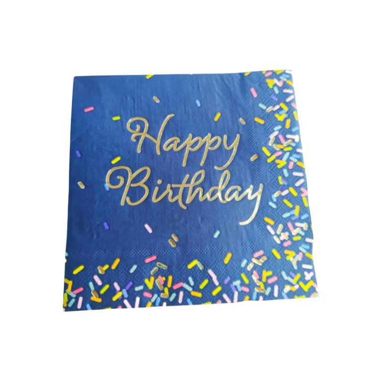 Custom  Disposable 33*33cm 3 Ply Printed Hot Stamping Gold Foiled Birthday Party Paper Napkins