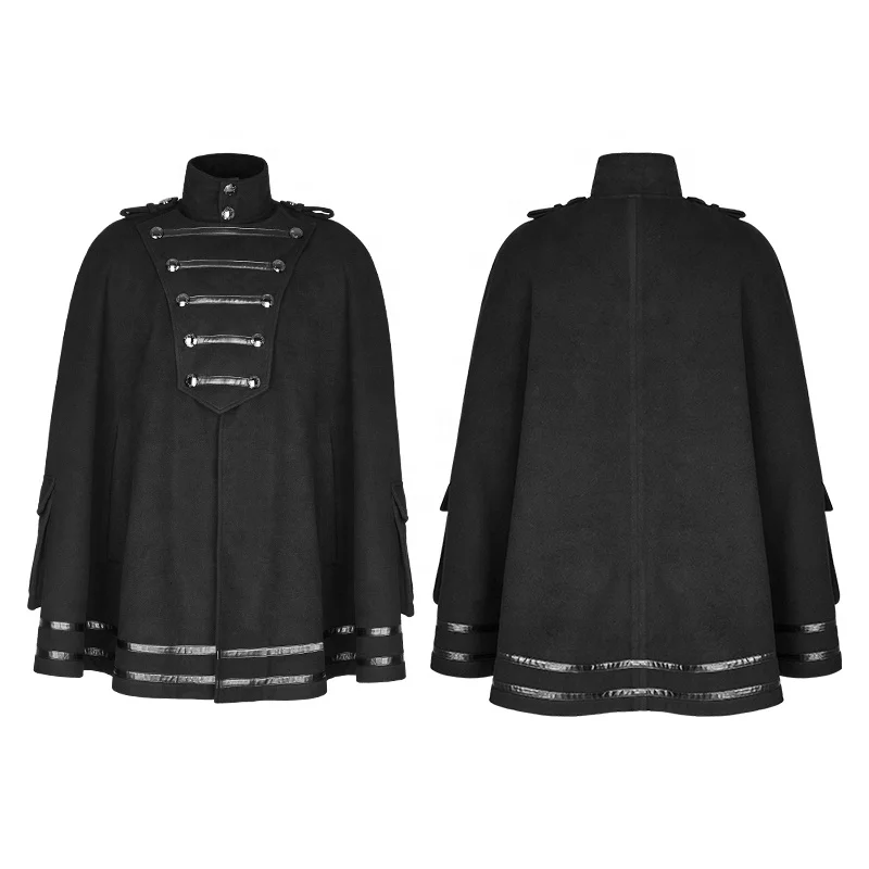 PUNK RAVE Y-765 Gothic Darkness Escape Cosplay  Worsted Society Cloak Men Winter Loose Coat