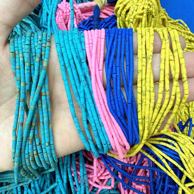 High-Quality Hot Selling  2mm*1.5mm-3mm Cylindrical Turquoise Beads Bracelet For Jewelry Making