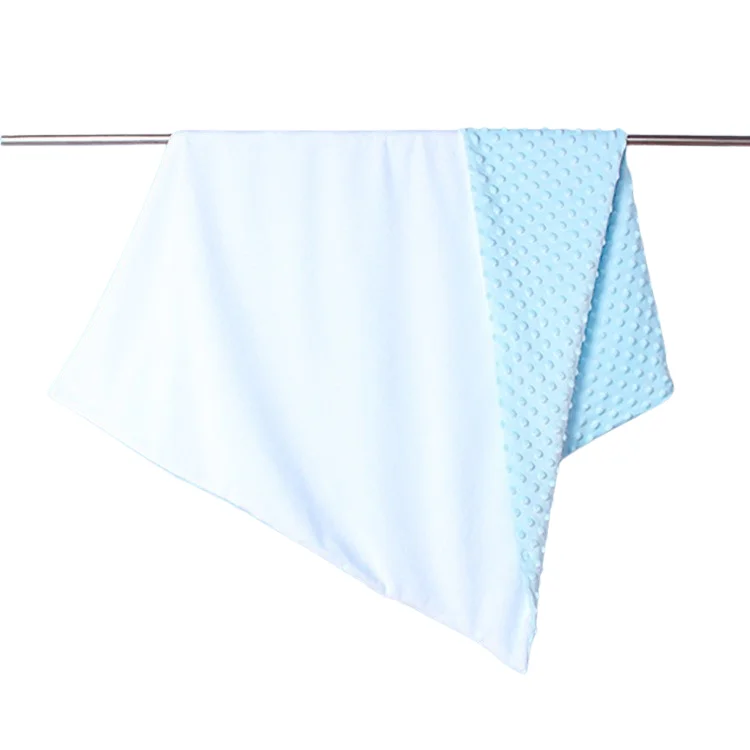 Customized Logo Printable Minky Dot Newborn Throw Blanket Sublimation Blank Baby Blanket with Massage Beads