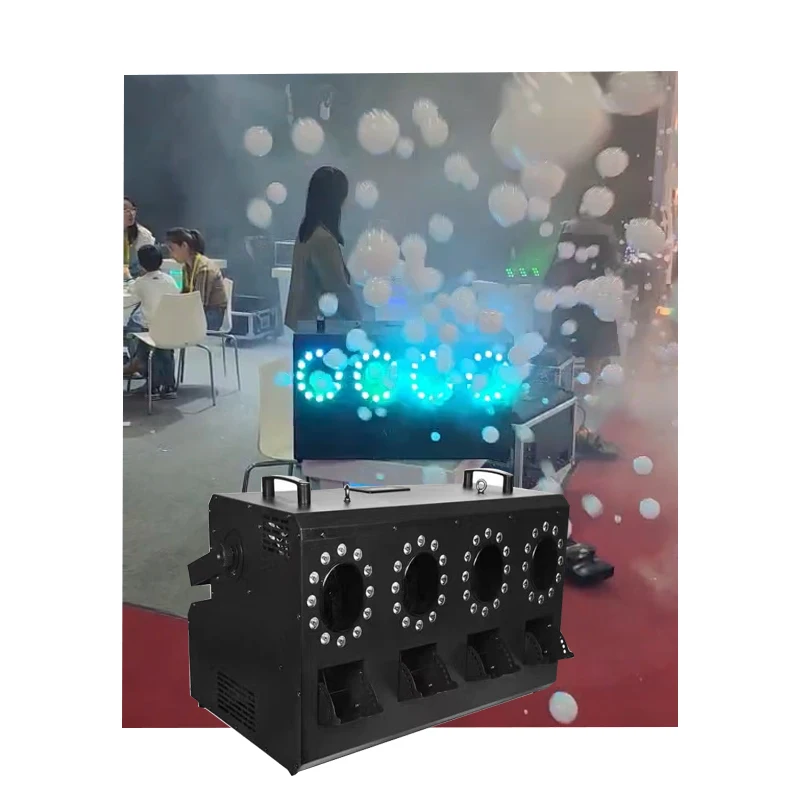 New Products 4Hole 1500W 4 Export Smoke machine and bubble machine with LED ring using in Party Weeding stage