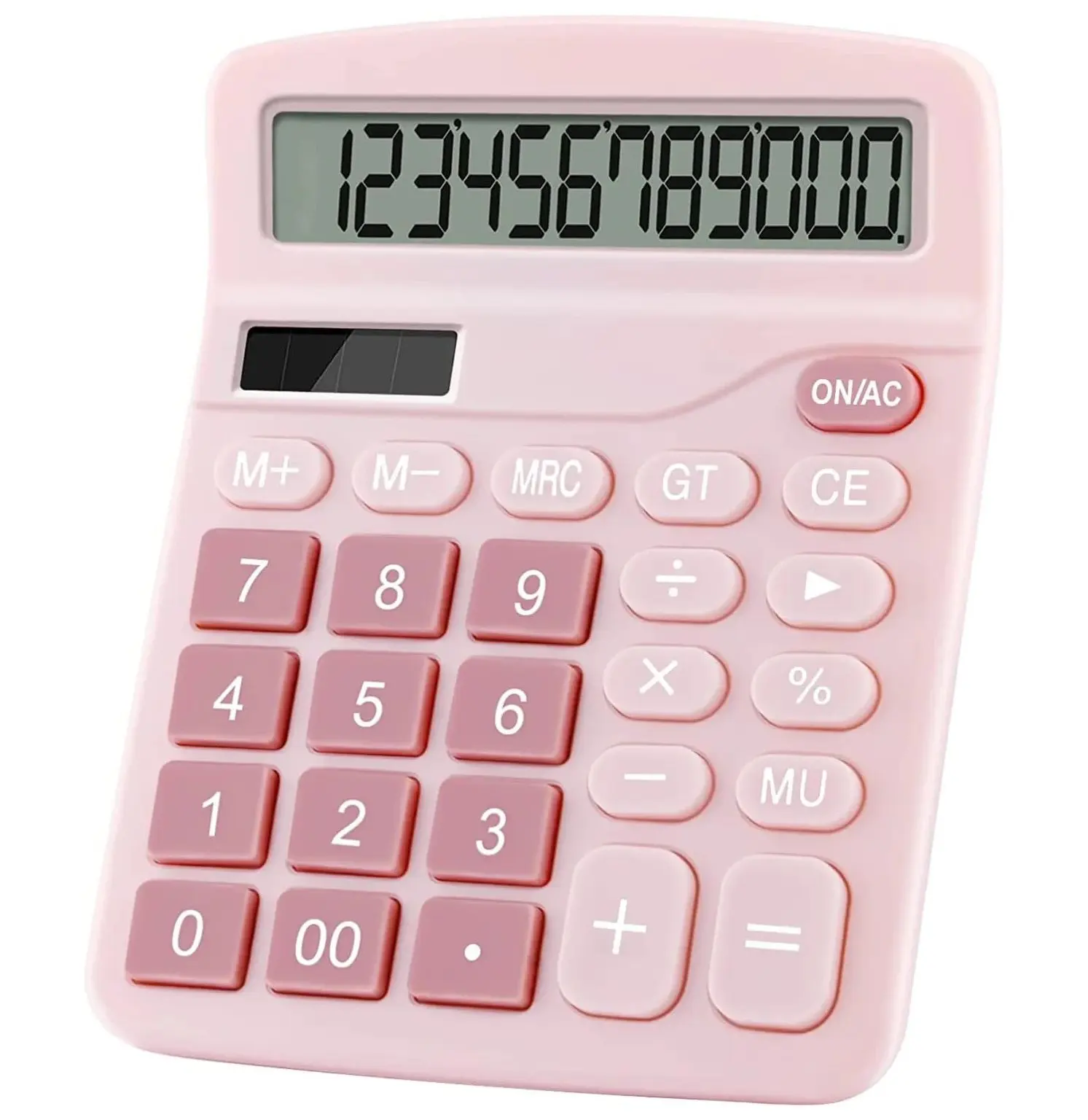 Cute Pink 12 Digits Battery Dual Power Office Desk Electronic Financial Calculator