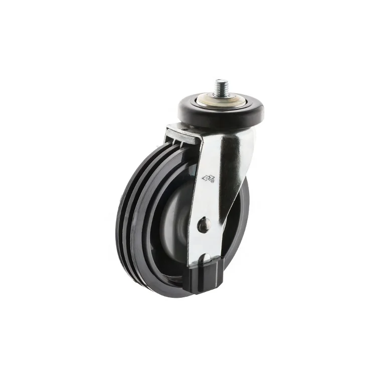 European type black 3.2inch elastic rubber industrial caster roulettes pour chariots heavy duty 100mm casters