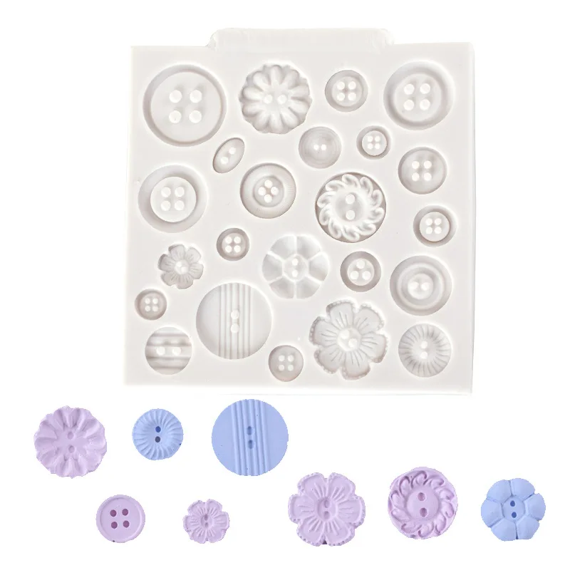D-0093 DIY cake decoration chocolate 23 buttons manual sugar turning silica gel mold Lace Mould Cake button balloon Sculpture