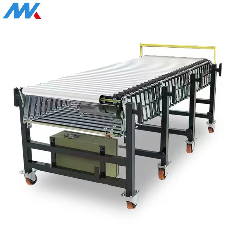 Portable Conveyor Machine Motorized Loading Telescopic Roller 6 Warehouse Vertical Transfer Powered Adjustable Roller Conveyor