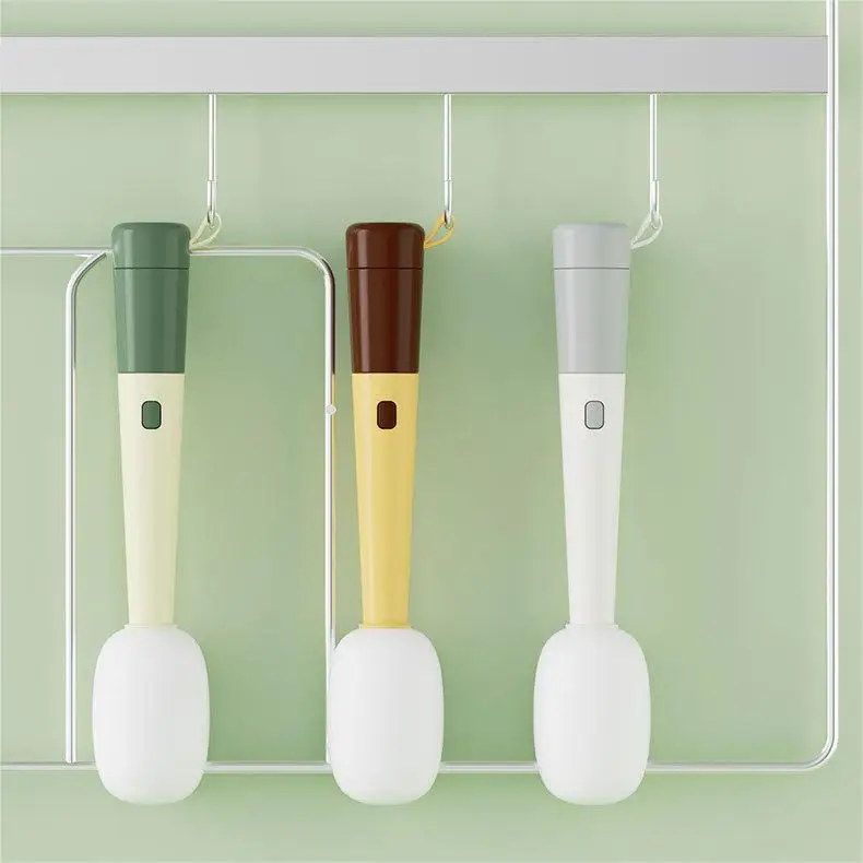 Microphone shaped cup brush multi functional sponge cleaning brush lid cleaning brush