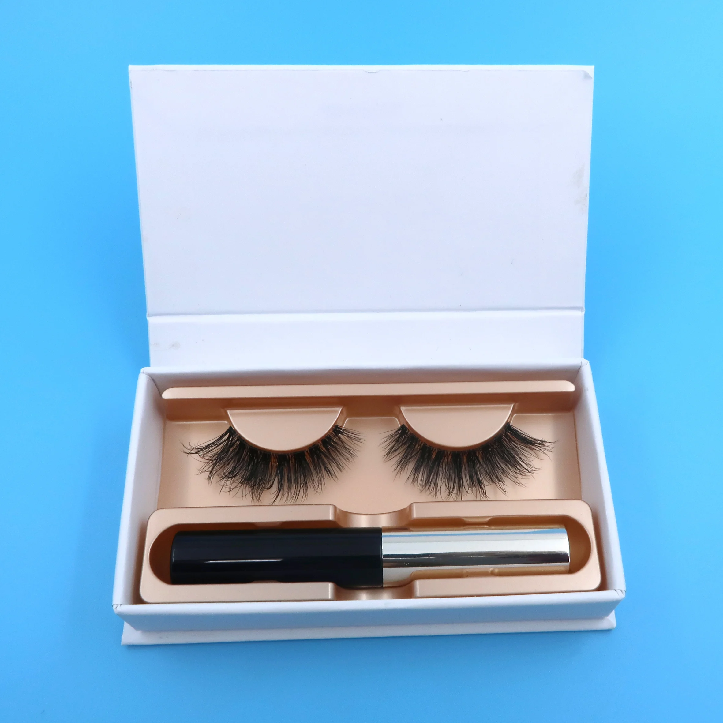 Wholesale Customized Natural Silk Magnetic Eyelashes With Eyeliner And Eyelashes Private Label