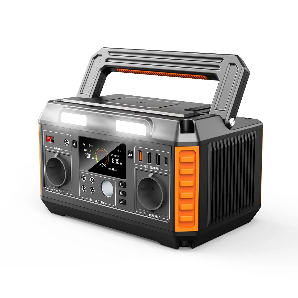 600W Portable Power Station with 140400mAh Battery Capacity Solar Panel Powered Generator Supports Wireless Charging