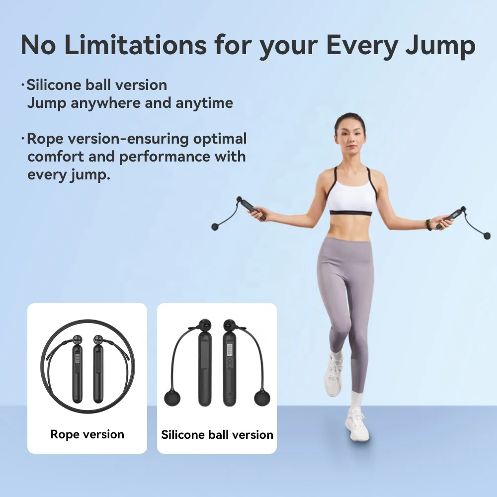 Digital Smart Cordless Jump Rope for Fitness PVC and Wire Speed Skipping Rope with Counter Electronic Sensor Type for Boxing