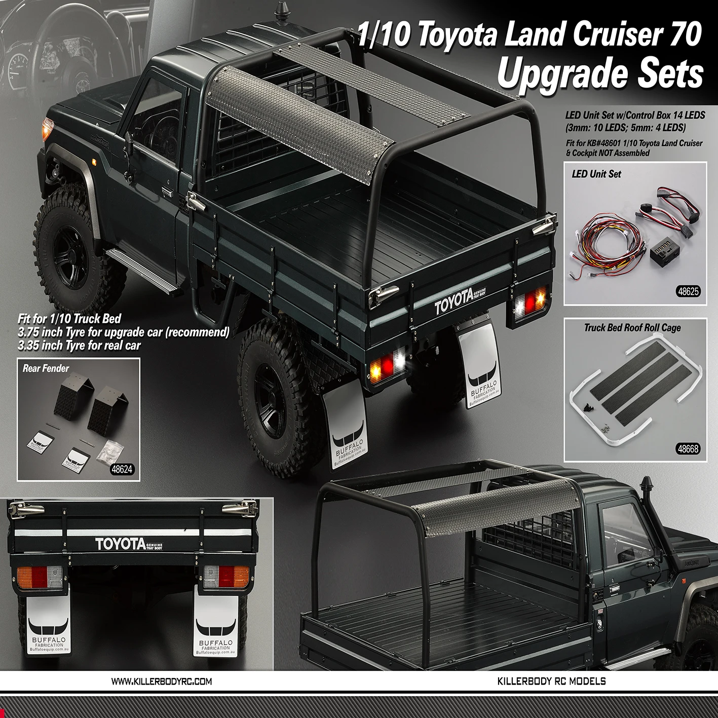 
LED Unit Set w/Control Box 14 LEDS Fit for KB#48601 1/10 Toyota Land Cruiser & Cockpit 