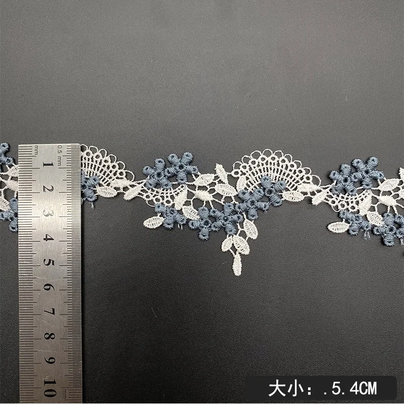 width 5.4 cm embroidery necklace Water Soluble Lace Trimming 2 tone Polyester bar code Lace ribbon for dress