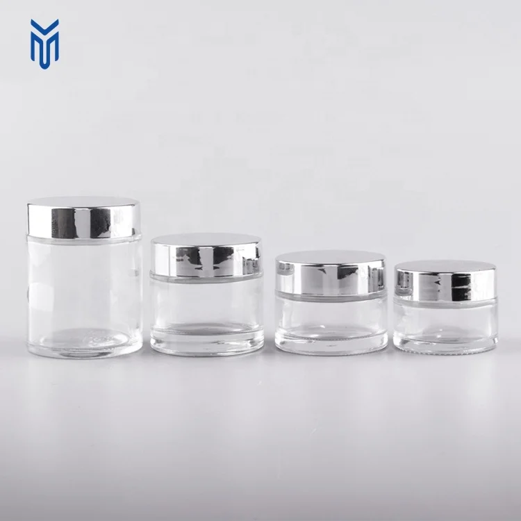 Wholesale 38mm 40mm gold silver cosmetic jars screw cap electroplating plastic lid glass jar gold lid