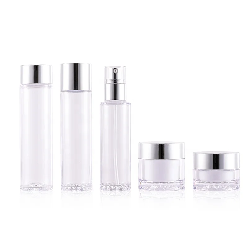 High Quality 30g 50g Cream Bottle 100/125/150ml PET Plastic Lotion Pump Skincare Cosmetic Bottle Set