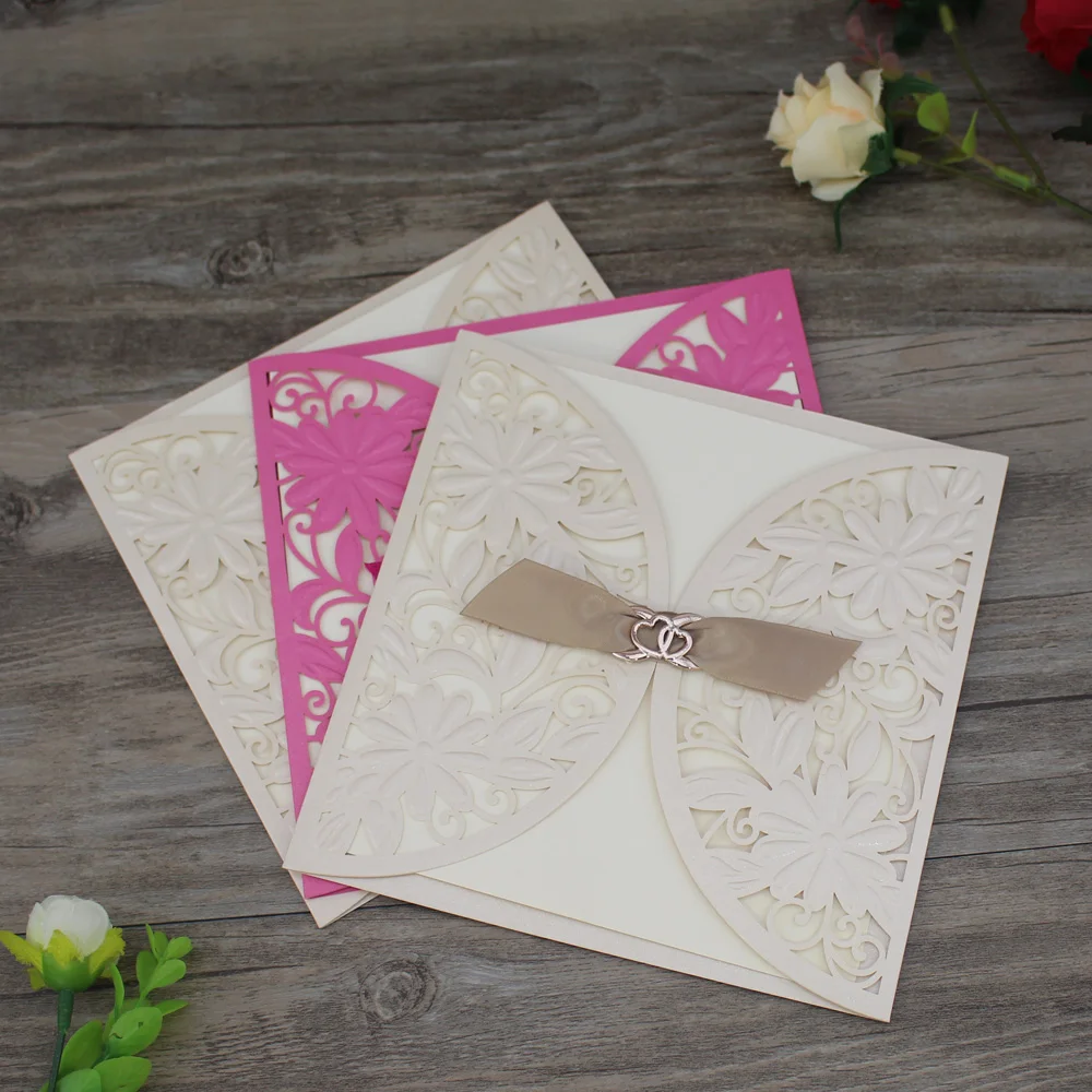 Wholesale Cheap Unique Laser Cut Cream Wedding Invitations and birthday invitation cards custom greeting cards