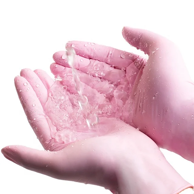 Free Powdered Pink Disposable Elastic Dust-Free Examination Latex Nitrile Gloves in Malaysia