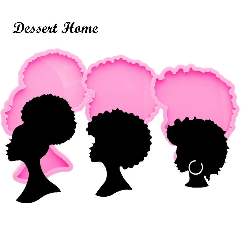 DY0900 Shiny High Quality 3.54in  Afro Girl/boy Head Silicone Molds Epoxy Resin Molds Coaster DIY Geode Coasters Mould