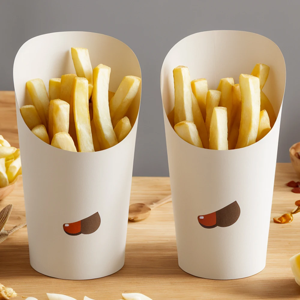 custom printed logo disposable take away packaging french fries holder cardboard ice cream egg waffle paper cup
