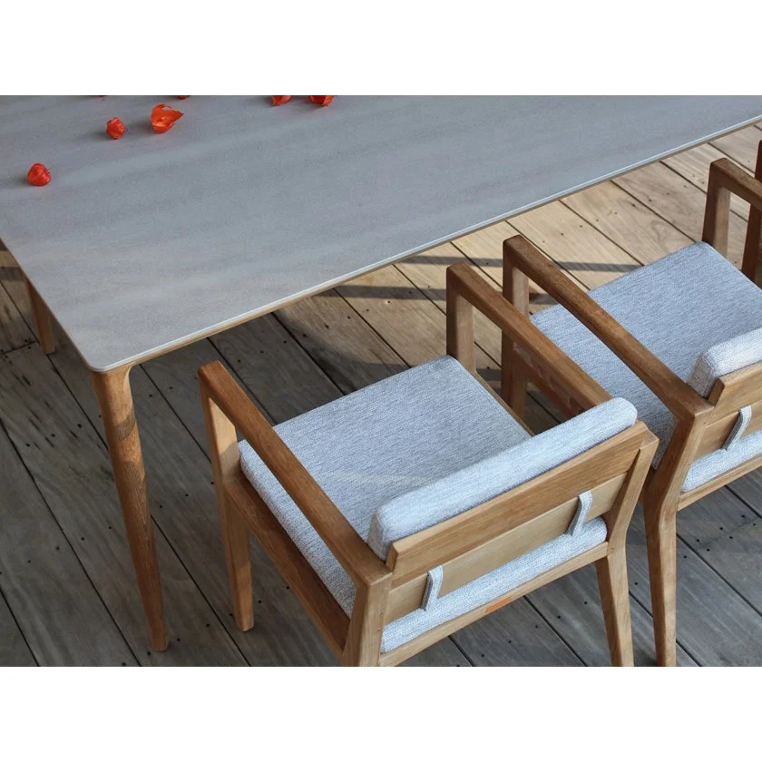 
modern indoor restaurant hotel living room aluminium dining chair and table teak wood beach patio Outdoor garden dining set 