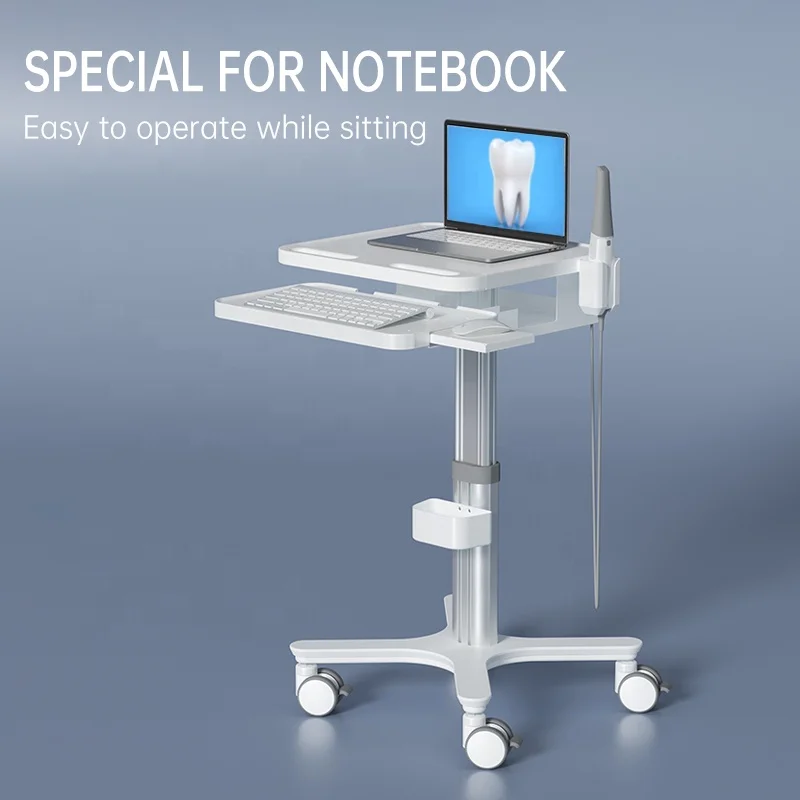 Aluminum Alloy Hospital Medical Trolley Nurse Mobile Computer Laptop Medical Workstation Dental Cart OEM Packing Furniture Type