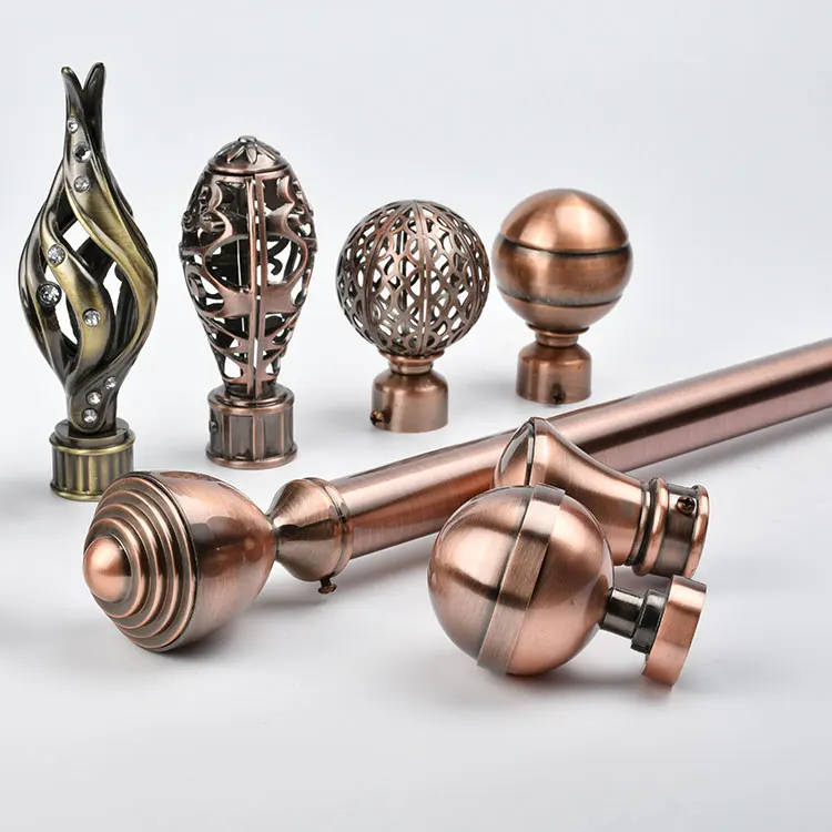 Hot sale manufacturer price 25/28mm circular tube Metal rod head luxury diamond accessories curtain rod sets curtain metal rod