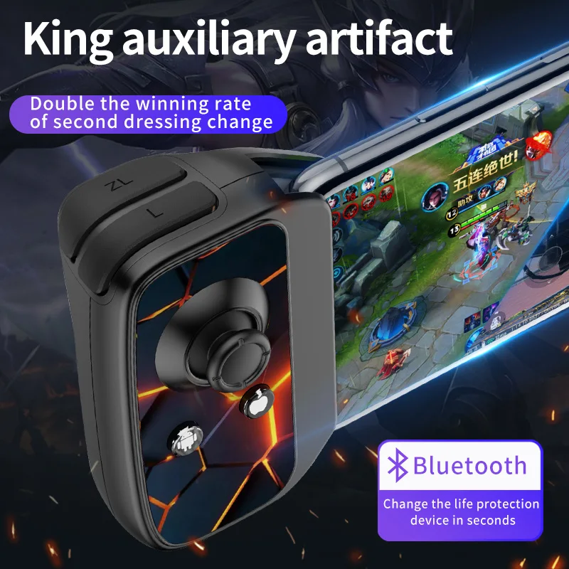 One-click combo D2 mobile game bluetth moving joystick controller gamepad fire Fire button suitable for iOS and Android PUBG LOL