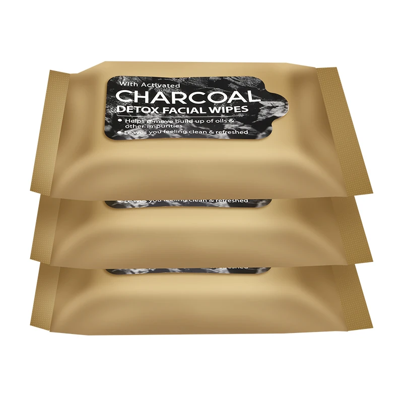 
PERFCT Factory Custom New Organic Bamboo Charcoal Biodegradable Cleaning Make Up Remover Detox Wet Wipes 