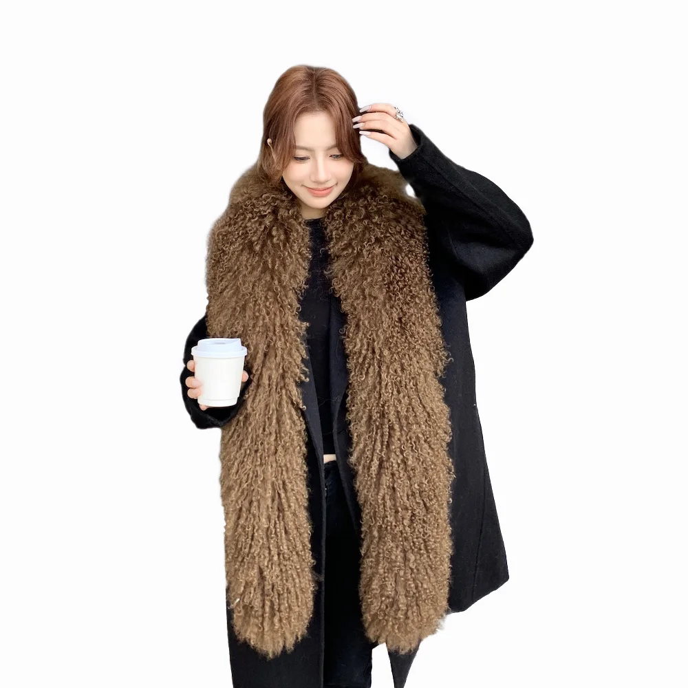 CX-S-214 новые продукты длинный шарф на заказ настоящий монгольский меховой ягненка