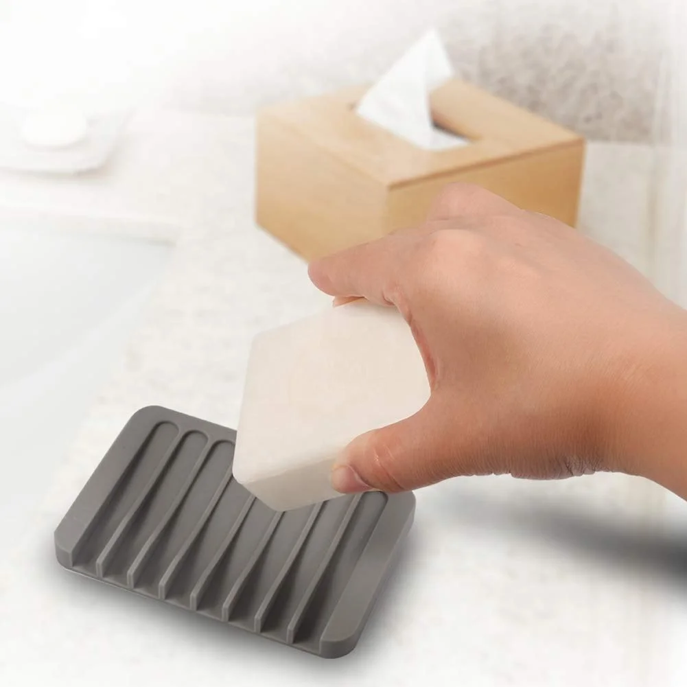 Self Draining Soap Holder, Premium Silicone Soap Dish, Soap Saver for Shower Silicone Sponge Holder for Kitchen Sink