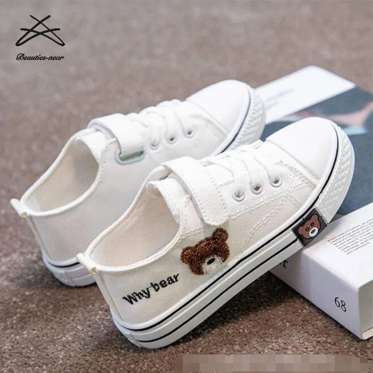Wholesale Kids Sneakers Classic Casual Canvas Shoes Girls Boys Shoes Factory Sale Baby Shoes Bear Rubbers