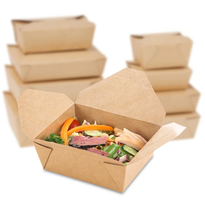 Restaurant Takeaway Disposable take away food container fast food kraft paper lunch  box