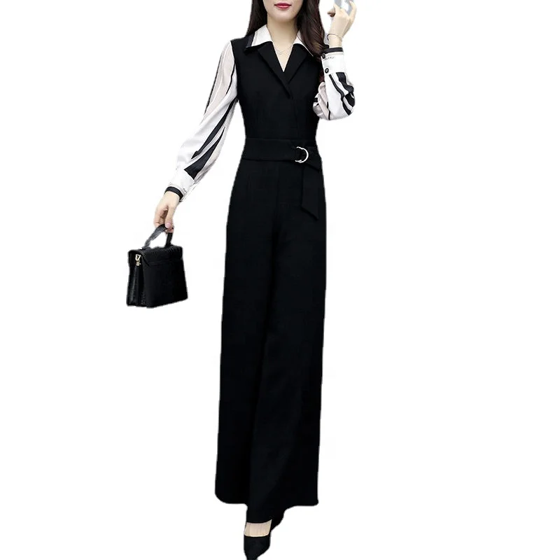 
Spring and summer jumpsuit women 2021 spring new fashion casual black wide-leg pants ladies suit 