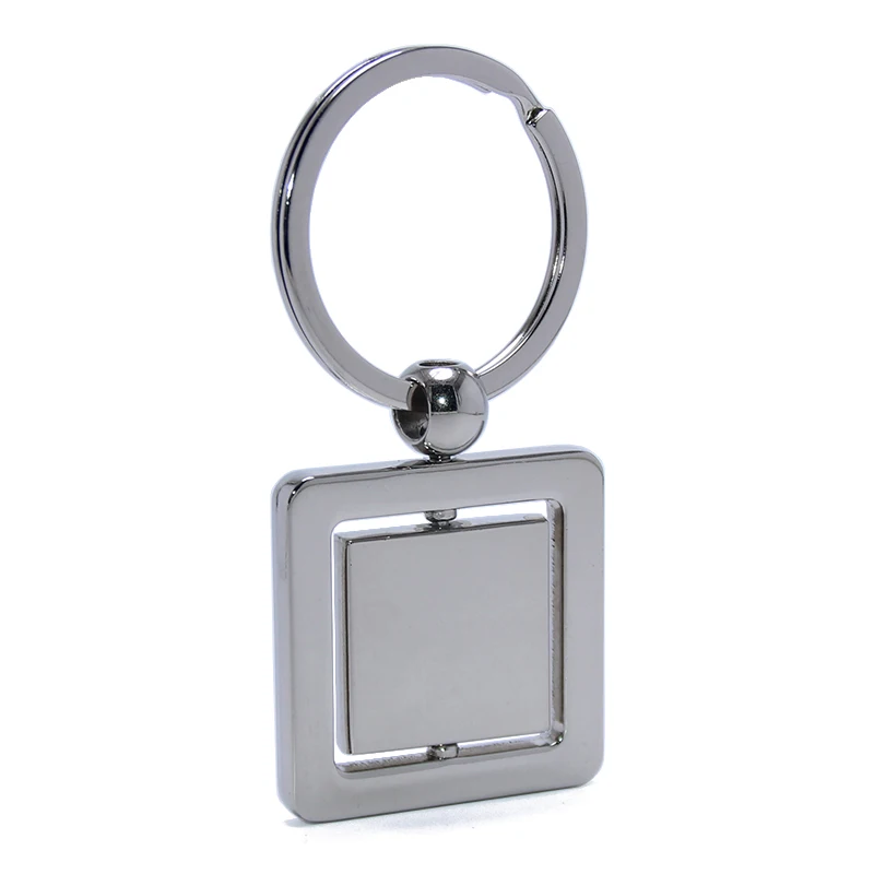 EDC Rotating Metal Tag Key Chain Ring Wholesale DIY Double Side Promotion Spin Rotating Medal Blank Revolve Round Metal Keychain