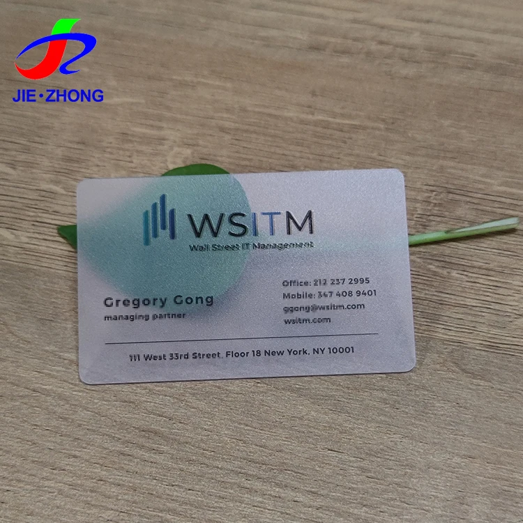 Custom Credit Card Size Clear Frosted PVC Transparent Business Visiting Cards