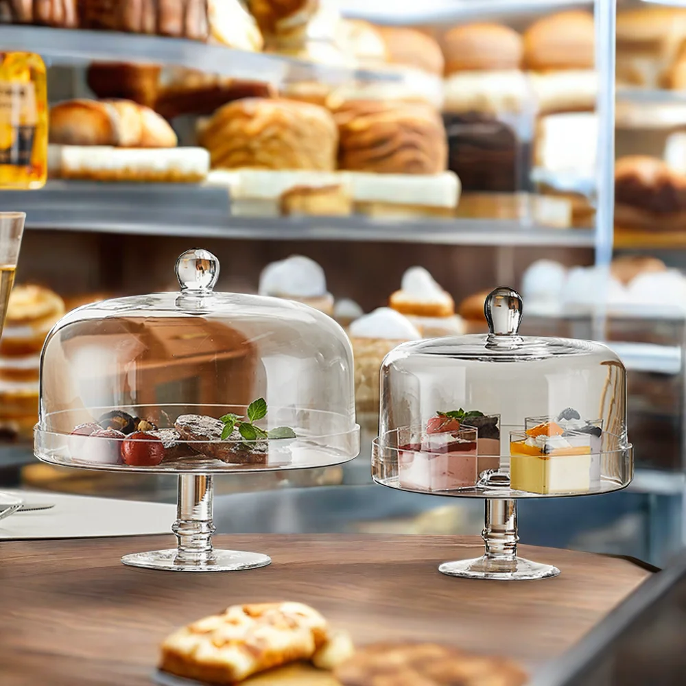 Wholesale custom handicraft modernity style cake stand glass dome cake cover for home and cake decor