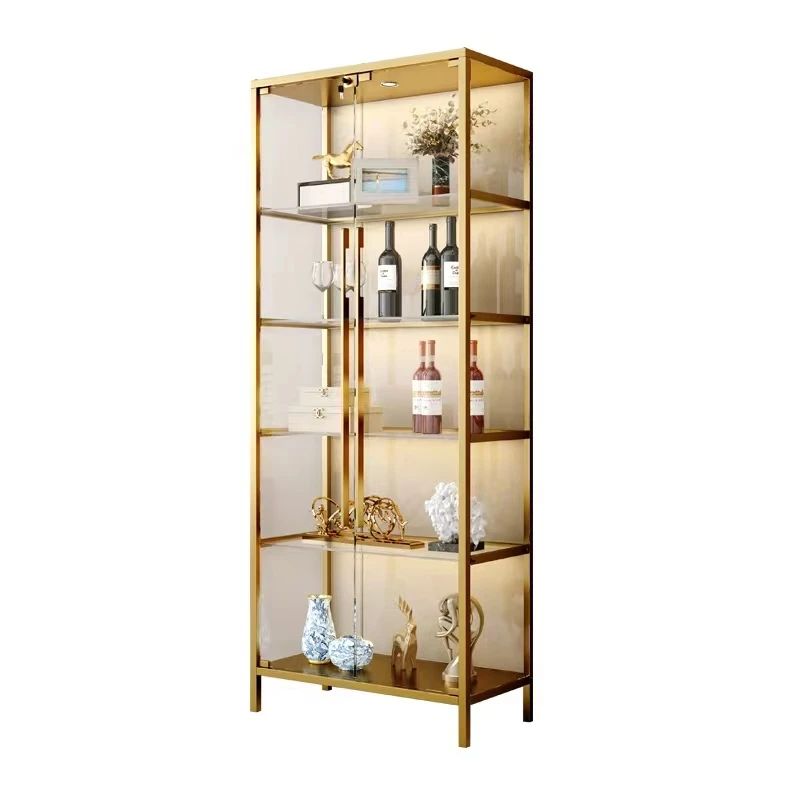 Morden design living room furniture stainless steel wine cabinet