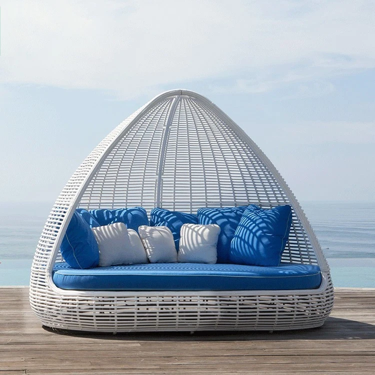 Other beds beach rattan sun day bed outdoor furniture cabana sunbeds for hotel