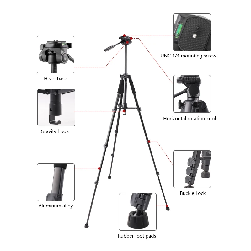 DM65 Black Lightweight Aluminum Alloy projector tripod stand travel Digital Camera Dslr Vlogging Professional Tripod Stand
