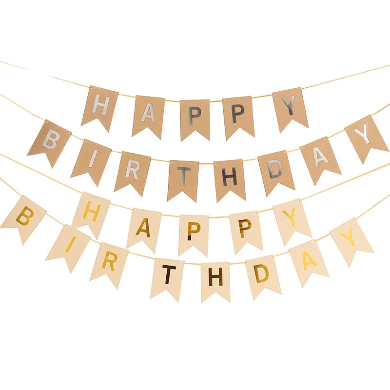 11.5*16cm Party Paper Banner Bunting Colorful Confetti Anniversary Party Decoration Happy Birthday Flag Banners