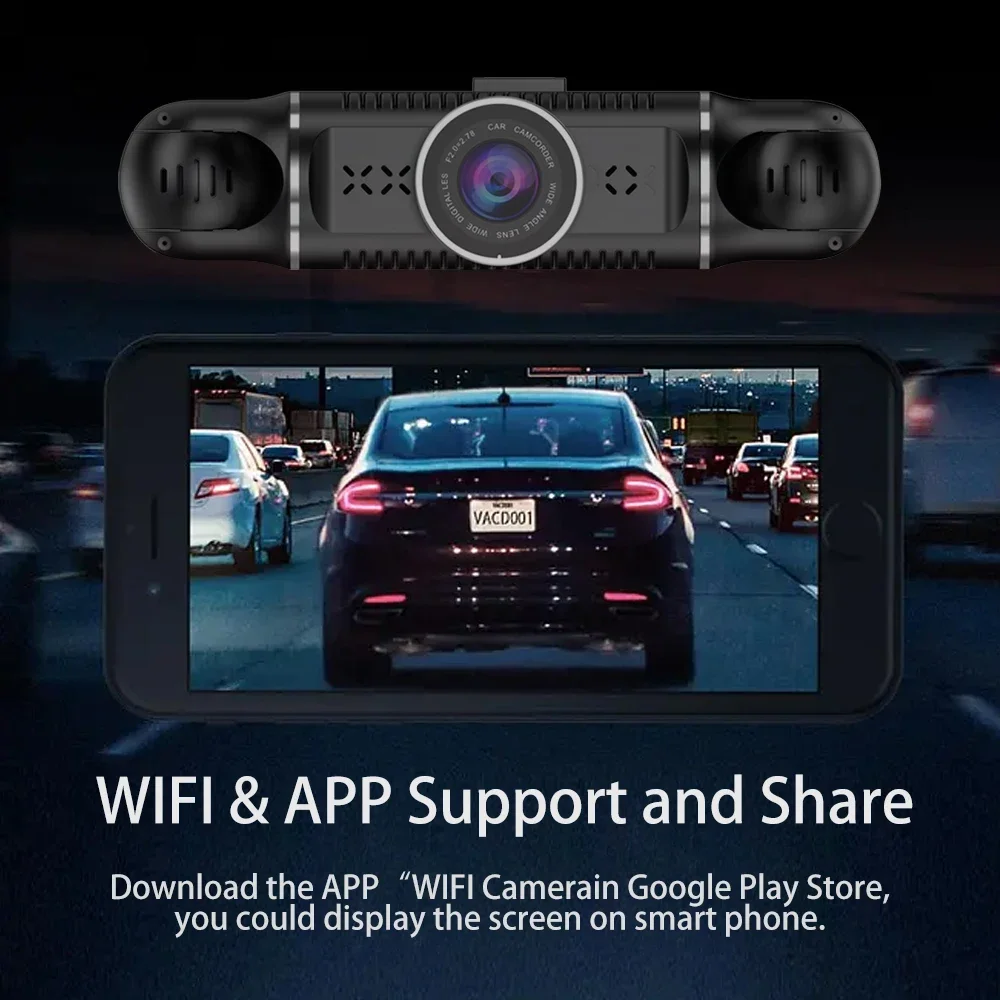 360 Hidden Dash Cam 4 Channel 1080P GPS & WiFi CPL Dual Lens Light Night Vision with Rear Lens Car DVR Car black box