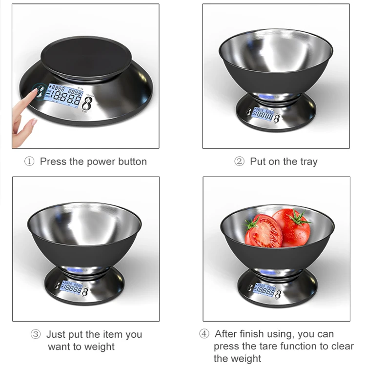 High Precision Sensor LCD Display ABS Stainless Steel Digital Household Countdown Timer Food Kitchen Scales