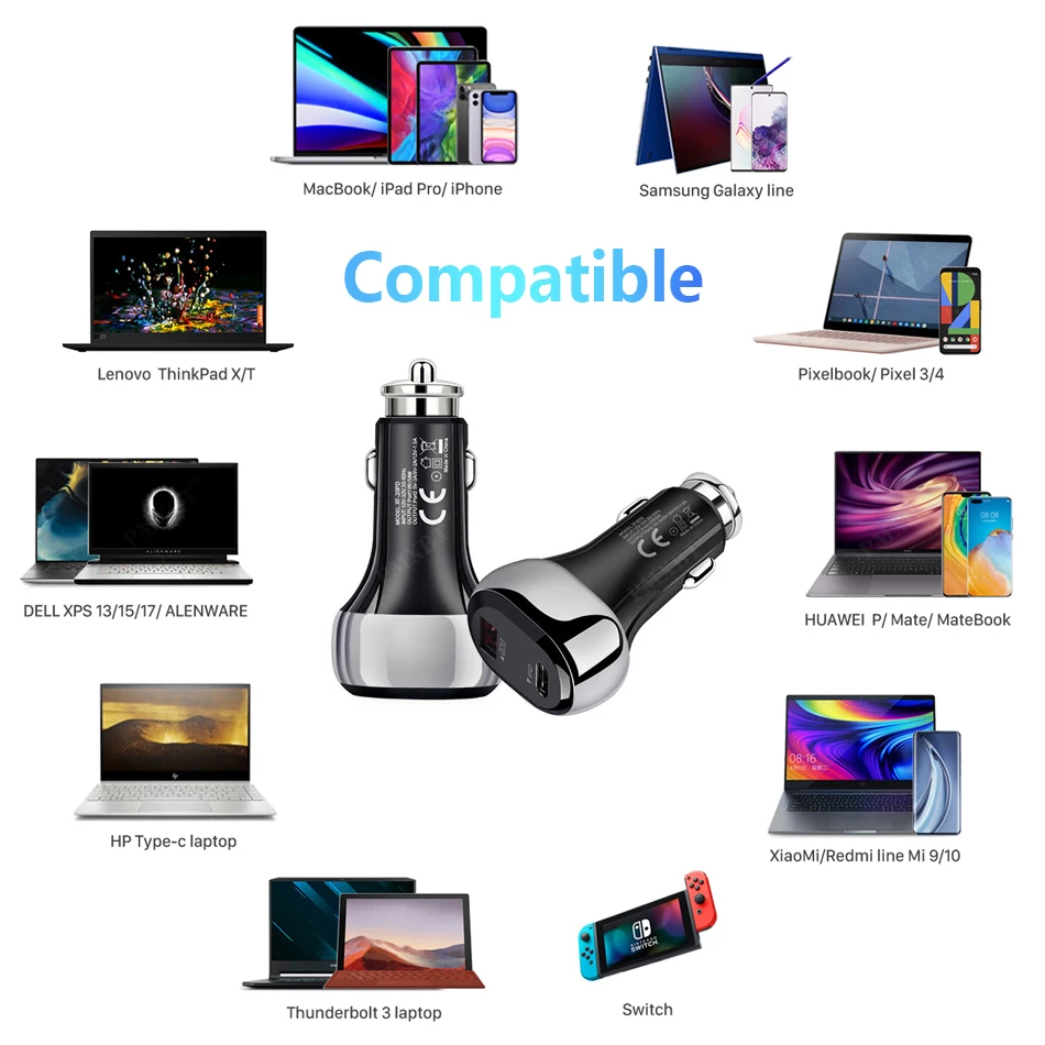 2021 New PD QC 3.0 Car Charger Fast Charging For iPhone 12 Pro XS Xiaomi 7 8 Samsung S10 Mobile Phones Dual USB Charger in Car