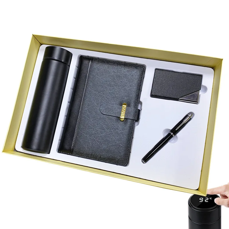 Custom logo Business Office USB flash drive notebook power bank pen gift set