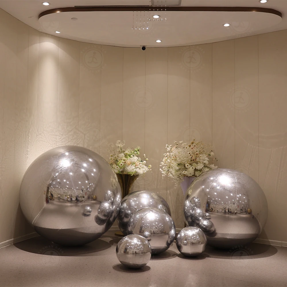 Commercial Decoration PVC Floating Sphere Mirror Balloon Disco Shinny Inflatable Mirror Ball