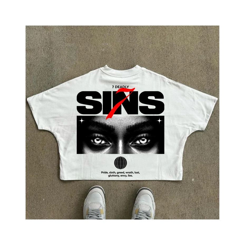 240 Gsm Heavy Weight Plain Cotton T Shirt Custom Screen Print Streetwear T Shirts Puff Print Cropped Boxy T Shirt Men