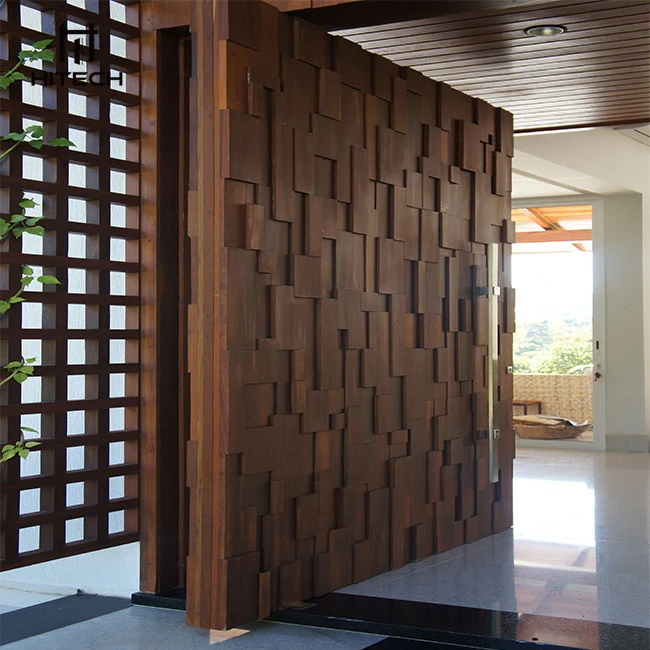Hitech European style entry doors Modern Design Solid Wood Exterior Main Pivot Wood Entrance Door for Villa