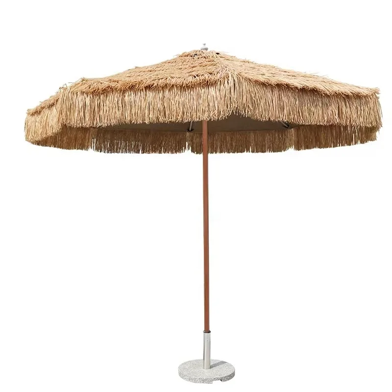 Natural Color Hawaii Hula Tiki Artificial  Umbrella Straw Thatched Beach Umbrella Parasol