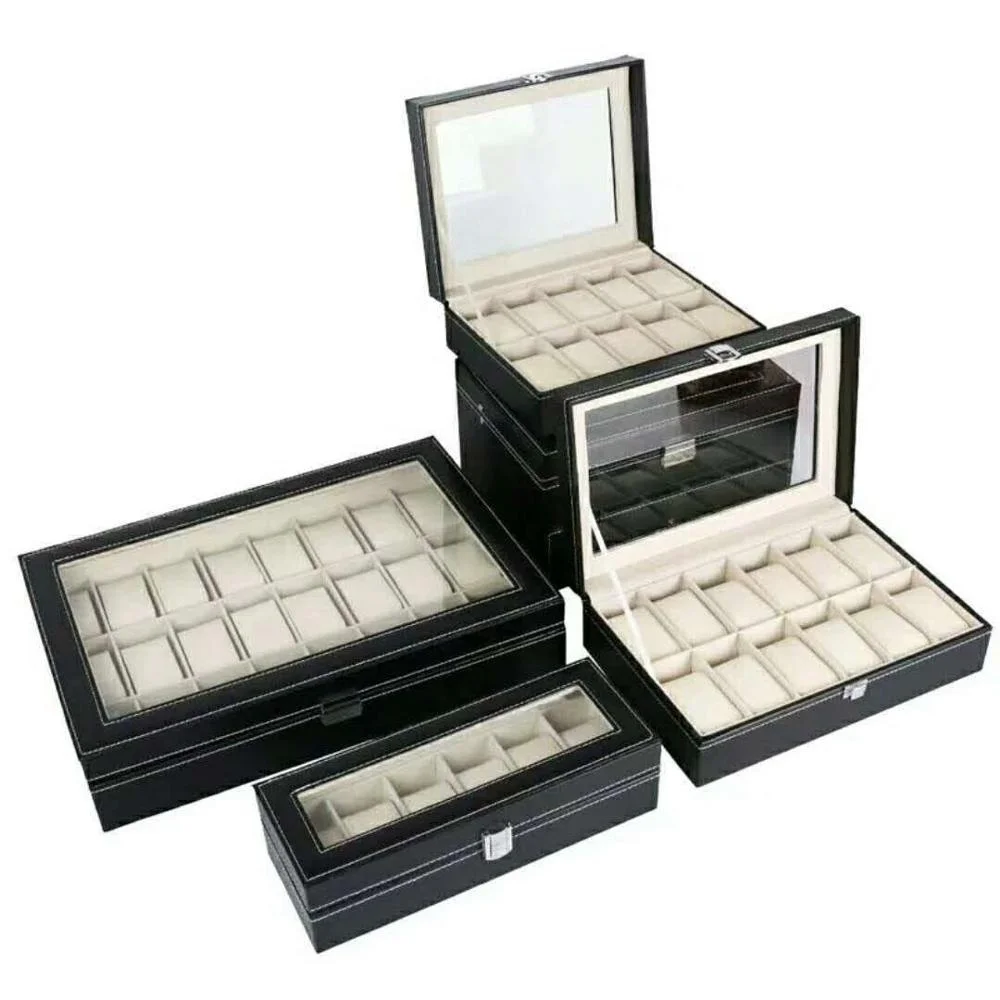 Ready stock 12 slots carbon fiber leather watch case watch display box luxury watch storage box From Manufacturer Winxtan ,China