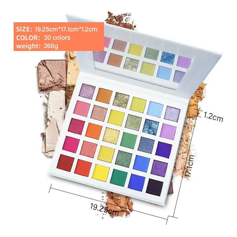 30 Colors Professional Makeup Eye Shadow Palette with Ultra Fine Texture OEM ODM Silky Eye Makeup Without Creasing and Caking