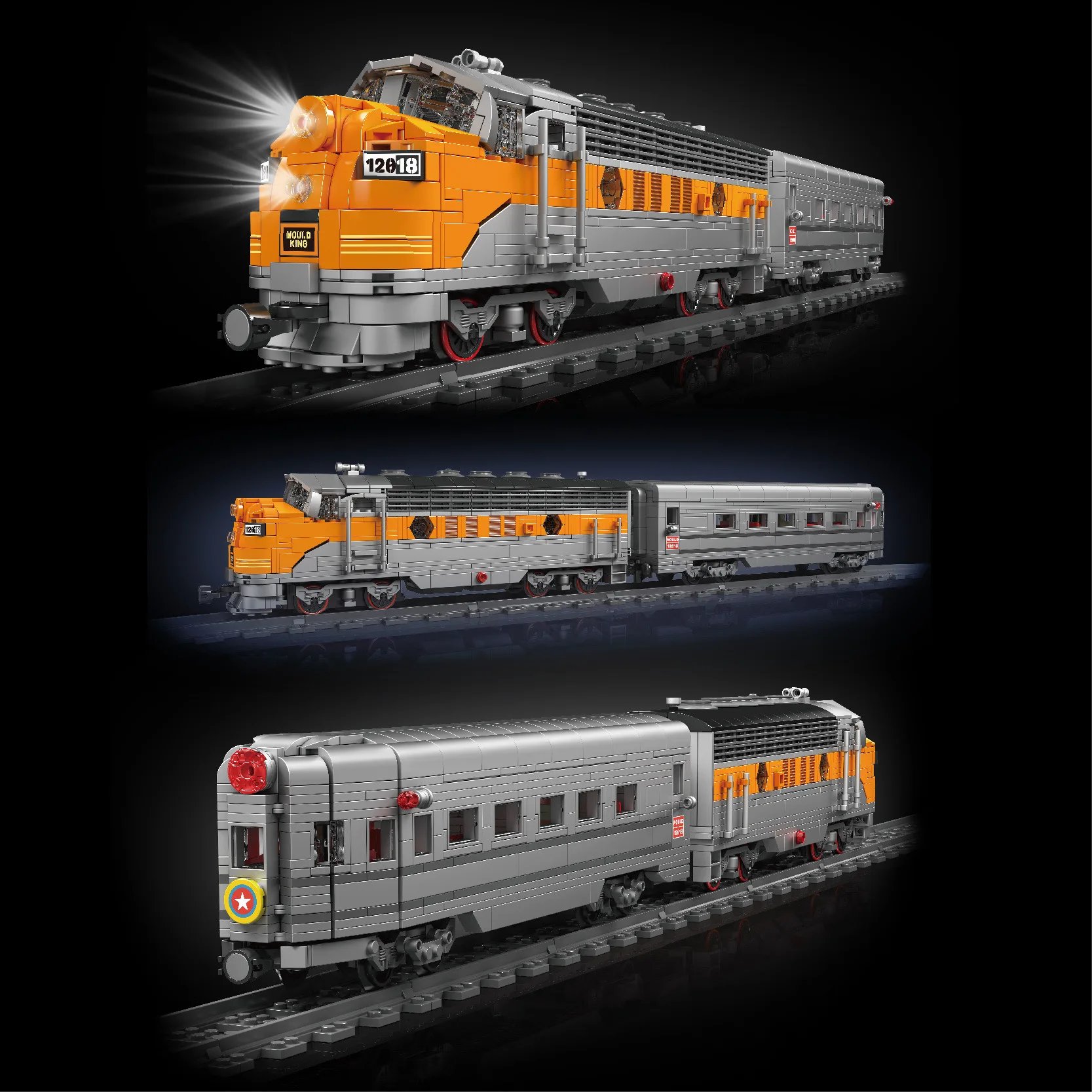 Hot LaiNan Mould King 12018S 1751PCS Railway Series F7 WP Internal Combustion Engine Remote Control Train Building Blocks